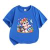 Kids Boys Girls 100% Cotton Crew Neck Short Sleeve T-Shirt, Cute Husky Puppy with Bow Flower Butterfly Print Casual Soft Summer Tee Tops for Children