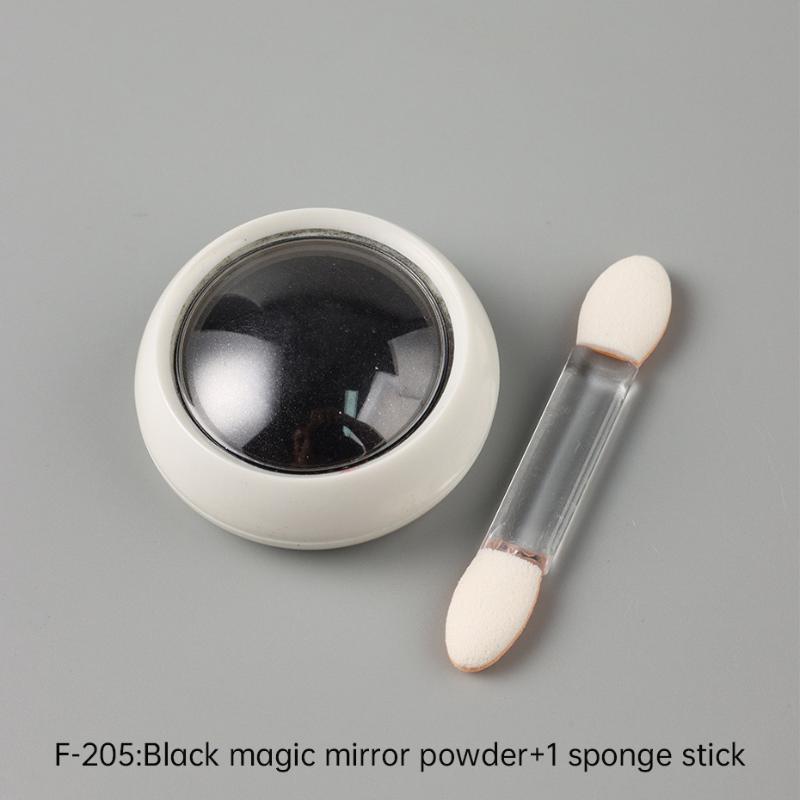 Magic Mirror Black Chrome Nail Powder Metallic Rubbing Glitter Pigment 1 Box for Professional Nail Art Design Use