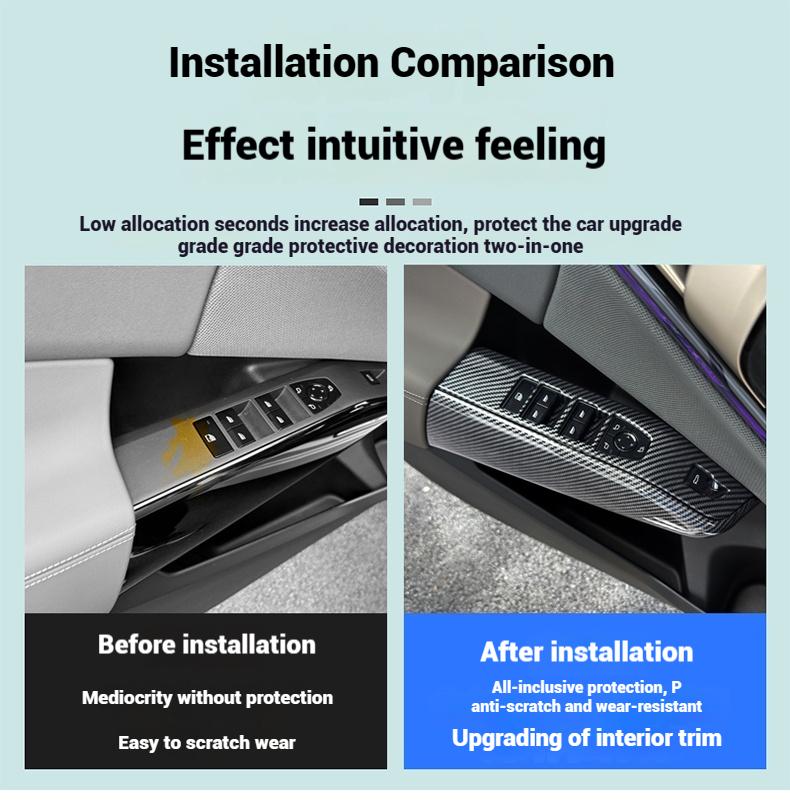 Dla BMW X3 G45 2025 tekstura włókna węglowego Szklana ramka klucza panelu podnośnika szyby samochodowej jest ozdobiona akcesoriami do wnętrza