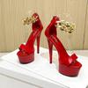 Damen-Sandalen mit dem Wort „New Summer Fashion Chain Net Red Sexy High Heels Stilettos 13 cm Heel 3 cm Platfrom LFD