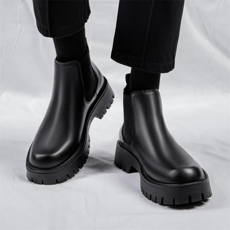 Winter British Style Chelsea Men s Boots Plus Suede Boots Trend All-match Boots Men EU47/CN48 чёрный