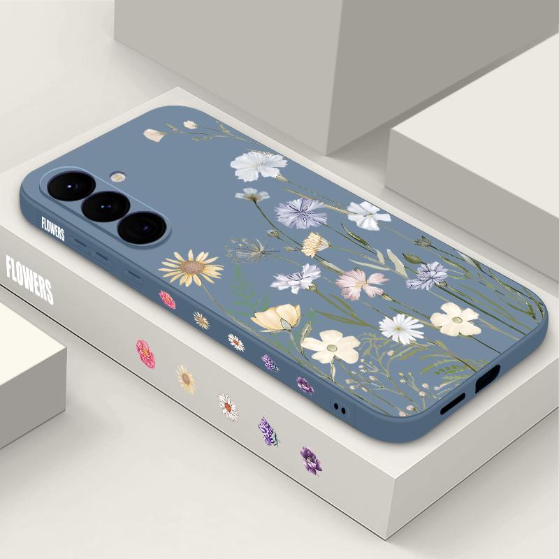 Blumengedrucktes Lanyard-Case für Samsung Galaxy S25 Ultra S24 S23 S22 Plus S21 FE A15 A16 A35 A36 A54 A55 A56 5G Stoßfestes Weiches TPU Silikon Case