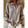 Camicia da Donna, Elegante Edizione Speciale a Righe Stampate Manica Lunga con Bottoni, Collo Classico, Lavabile in Lavatrice