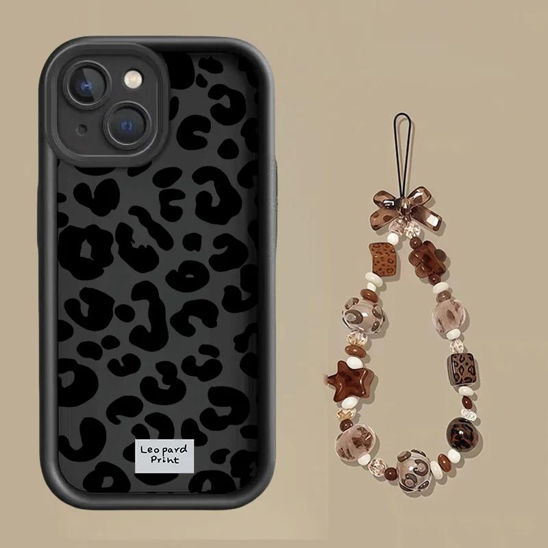 Leopard Print Lanyard Strap Rope Case For OnePlus 15 13 12 11 13T ACE 6 5 Nord 5 4 3 Lite 2 8T 10R Soft Silicone Cover