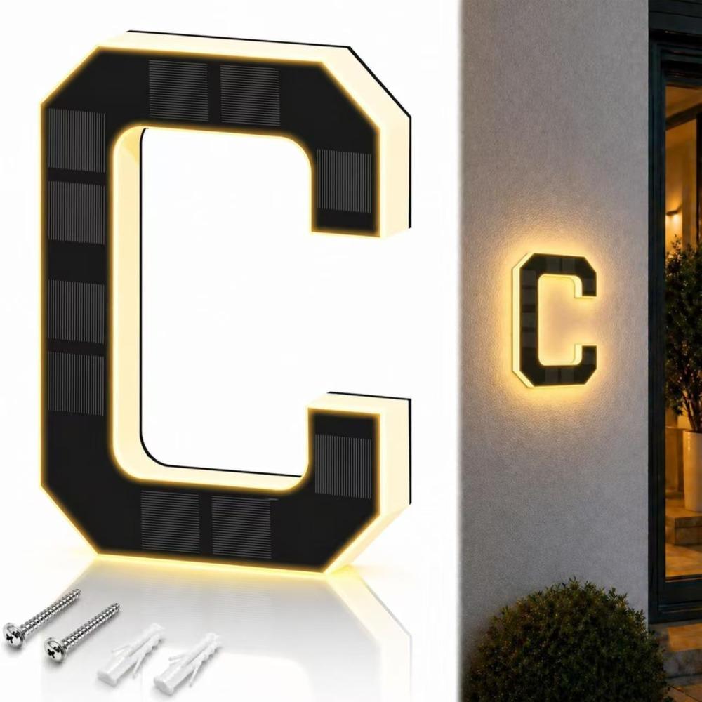 IP44 Waterproof Solar House Numbers 6.7 Inch Size Lighted House Numbers Outdoor Use