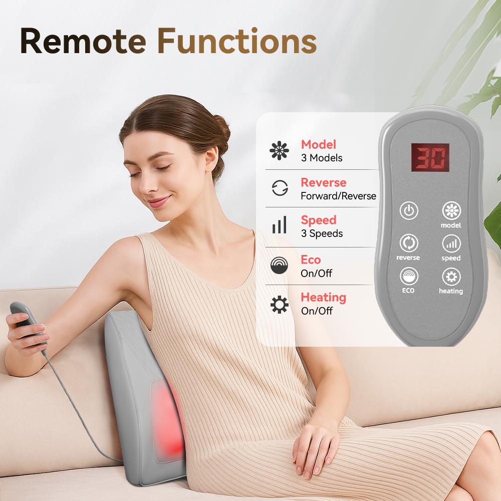 3D Shiatsu Massage Pillow with Heat Function, 12V Portable Neck & Shoulder Massager, Electric Back Massager for Home Office Car Use, 12W Power