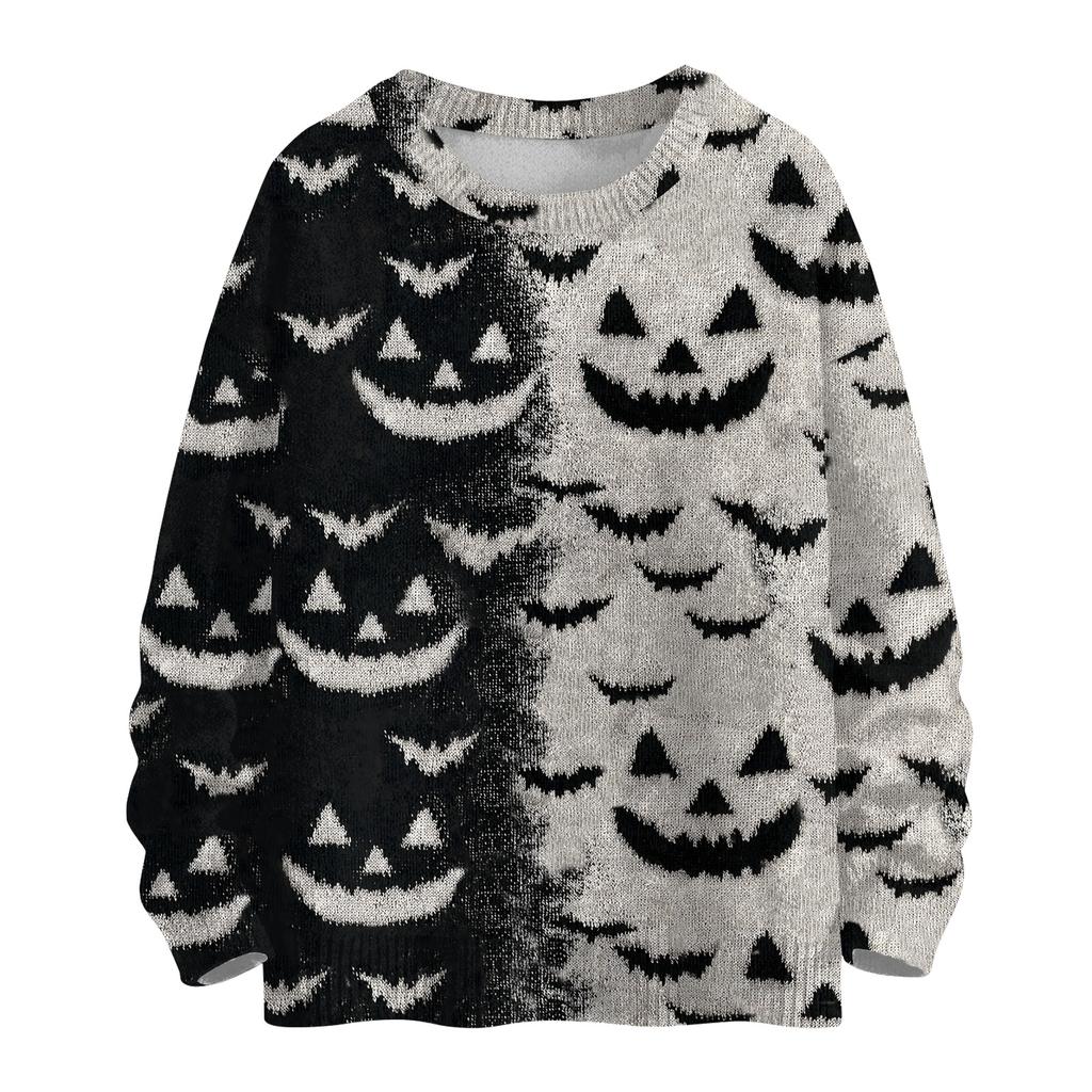 Ladies' Fashionable Casual Long Sleeved Christmas Printed Round Neck Knitted Yarn