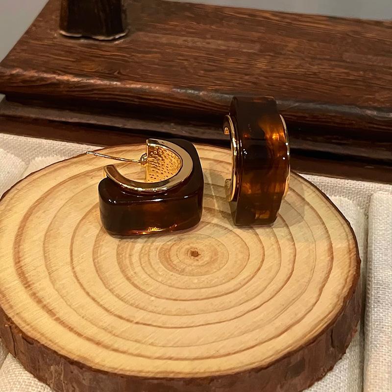 Maillard artificial tiger's eye stone ear buckle retro fashion high-end earrings light luxury temperament earrings