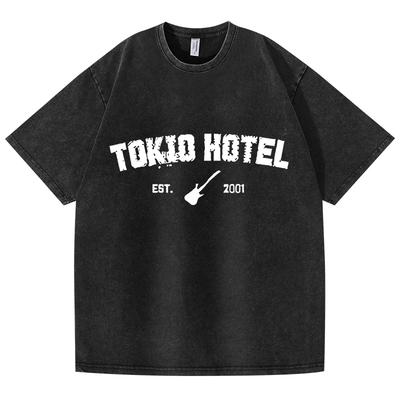 Retro Washed Vintage T-Shirt Rockband Tokio Hotel Kaulitz T-Shirt Herrenmode Casual Pullover Sweatshirt Männer Frauen T-Shirt