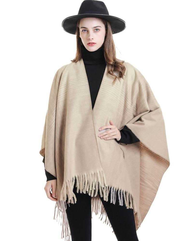 New Imitation Cashmere Women Scarf Autumn Winter Striped Tassel Poncho Wrap Blanket Capa Para Mujer Pashmina Shawl Echarpe Hiver