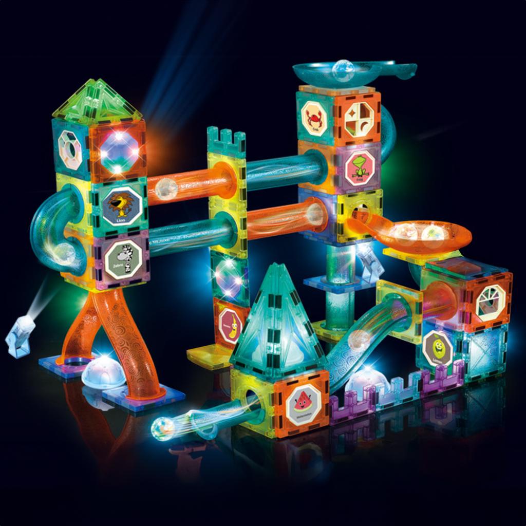 110-Piece 3D Magnetic Building Blocks Glowing Ball Track