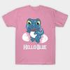 T Shirt Women Hello Blue Harajuku Print Kawaii Tshirt Summer Short Sleeve Female T-Shirt Top Tee