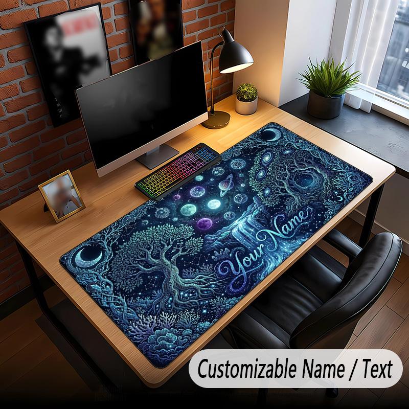 Space Cosmic Theme Custom Mouse Pad Personalized With Name Text Customized Desk Mat For Office Home Decor