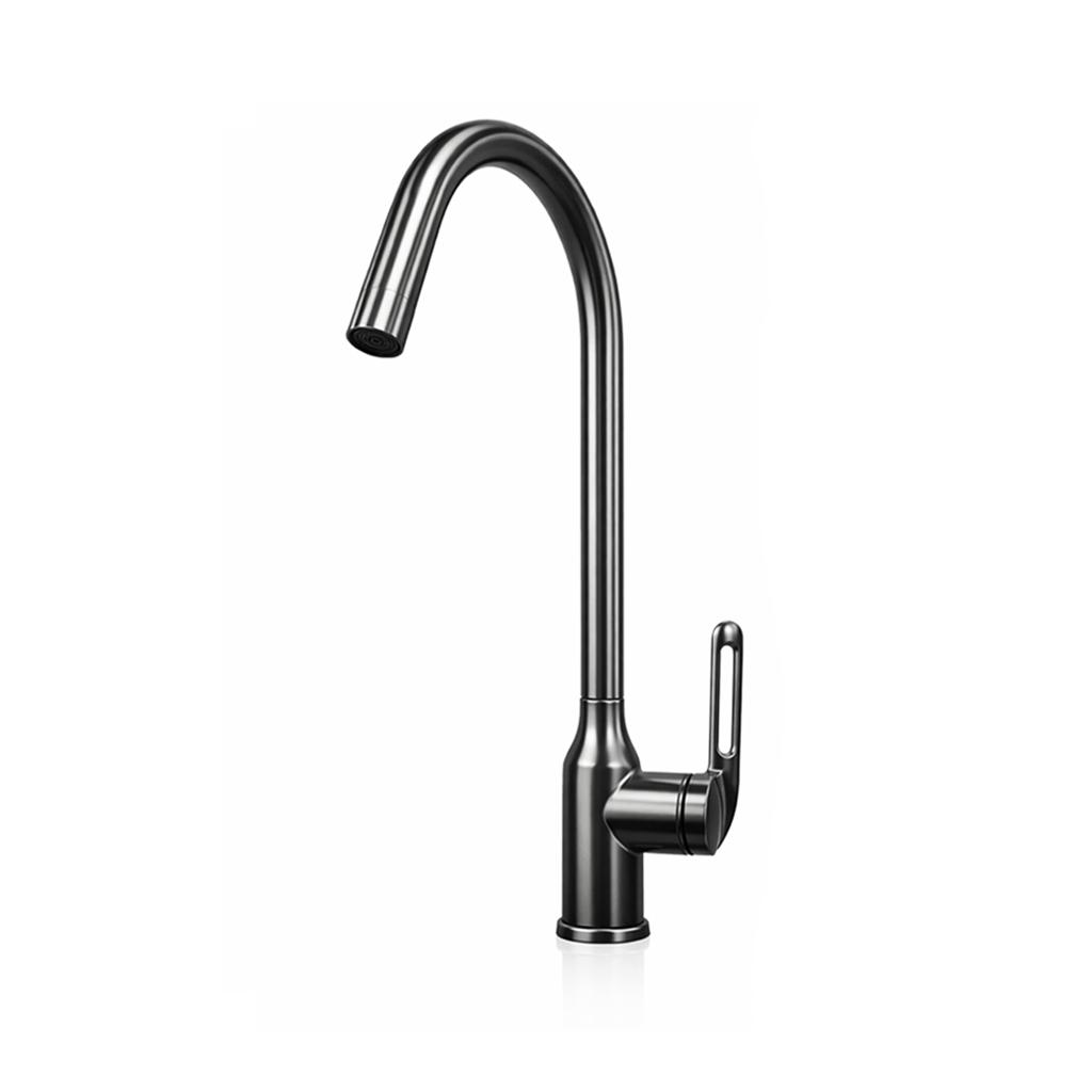 Gunmetal 304 Stainless Steel Kitchen Faucet Mixer Hot Cold 360 Swivel Gooseneck Sink Mixer Tap Faucet Cartridges (Black,Stainless Steel) чёрный