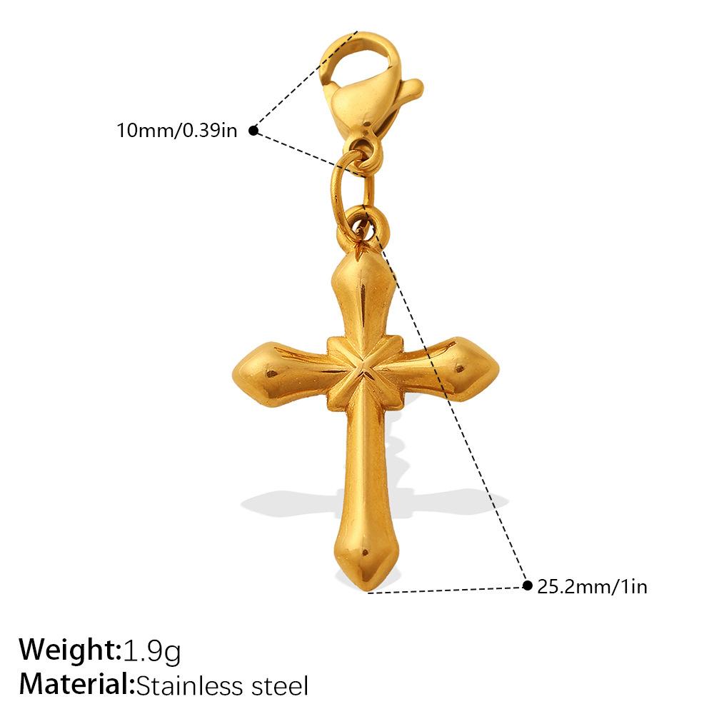 Personalized Retro Style Engraved Three-Dimensional Cross Series Lobster Buckle Pendant Stainless Steel Gold Diy Accessories