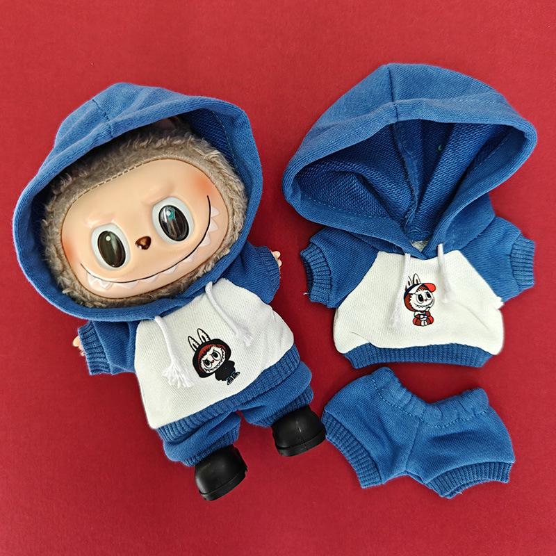 Labubu 17cm Baumwollpuppe Hoodie-Set & Schlüsselanhänger