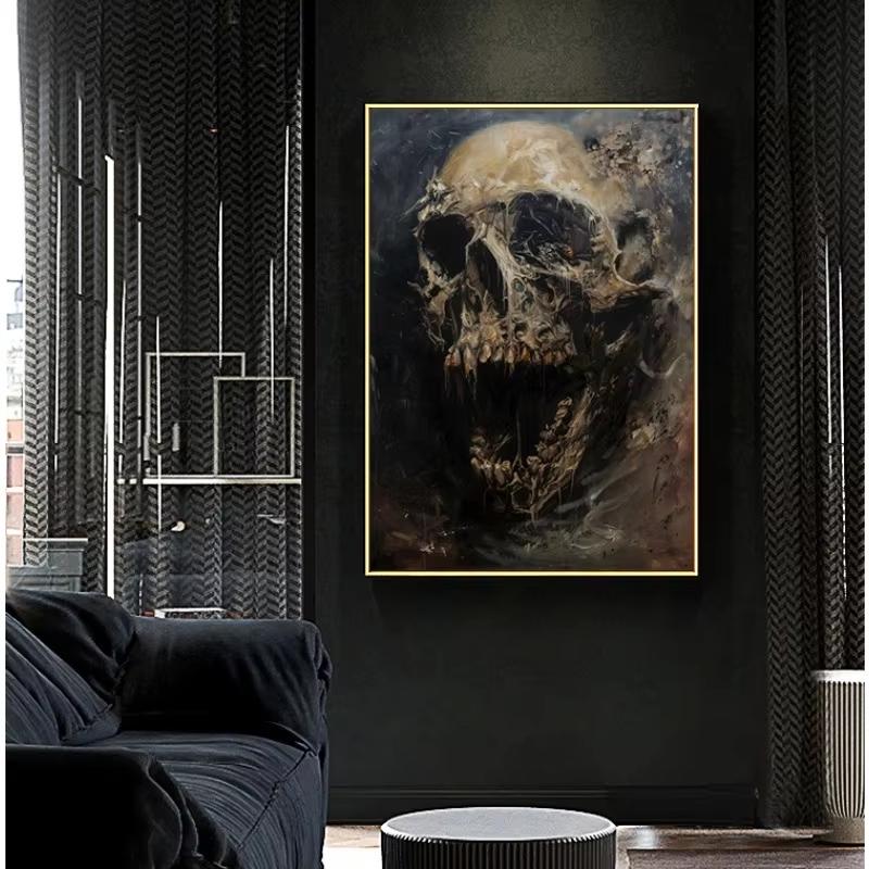 Abstract Horror Skeleton Poster Fantasy Witchy Creepy Festival Canvas Painting Wall Art Halloween Christmas Bedroom Home Decor