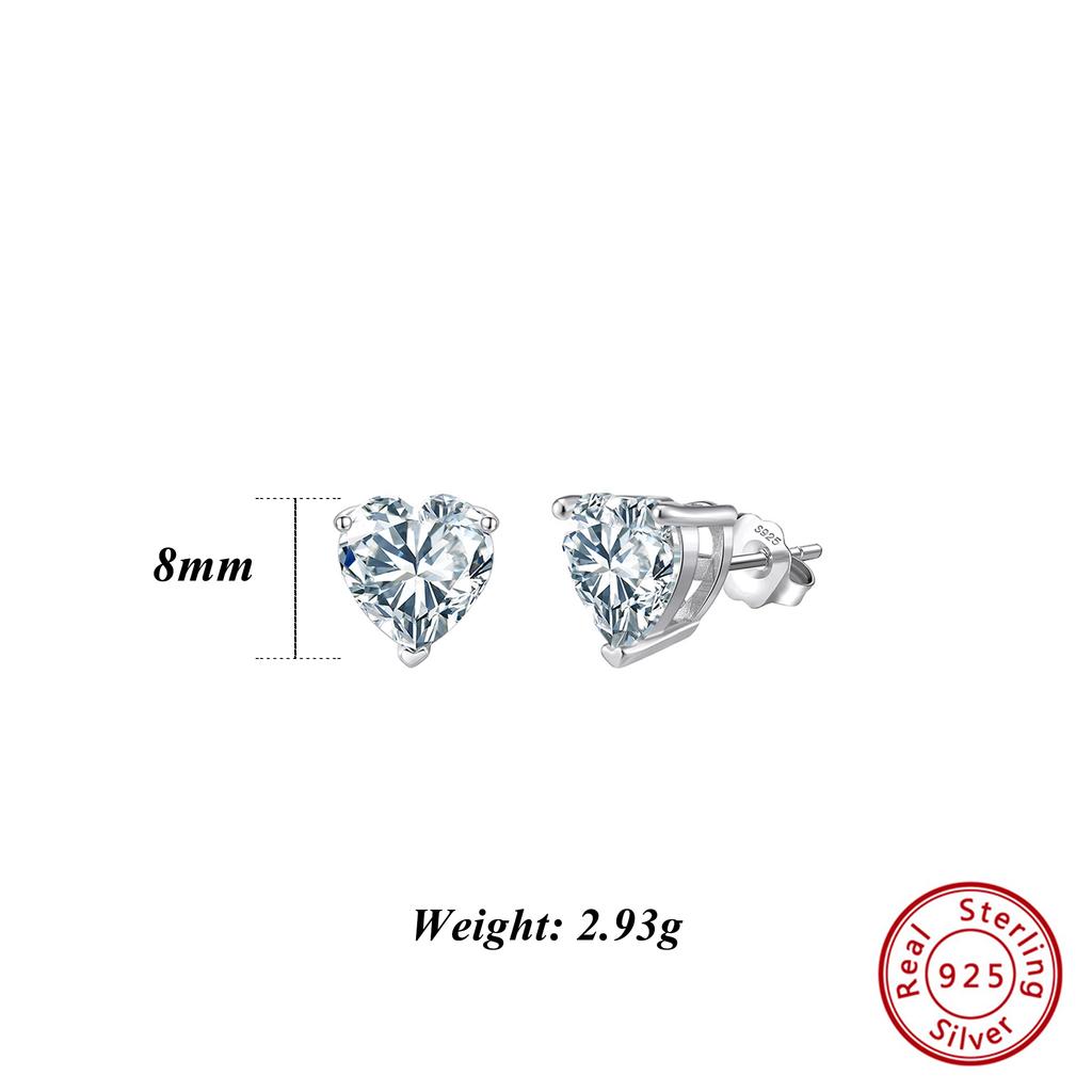 ORSA JEWELS Shiny and Romantic 925 Silver Stud Earrings with a Heart Zirconia, the Ultimate Jewelry for Valentine's Day LZE55