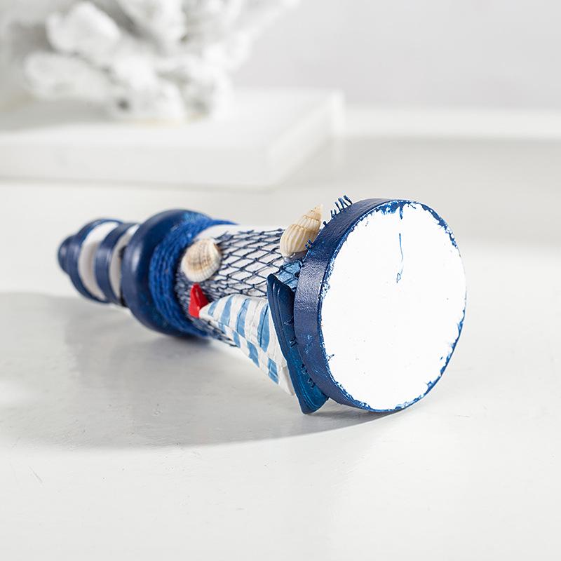 Středozemní styl Oceánský Dřevěný Mini Maják Ornament – 13cm Domácí Dekorace Řemeslný Dárek