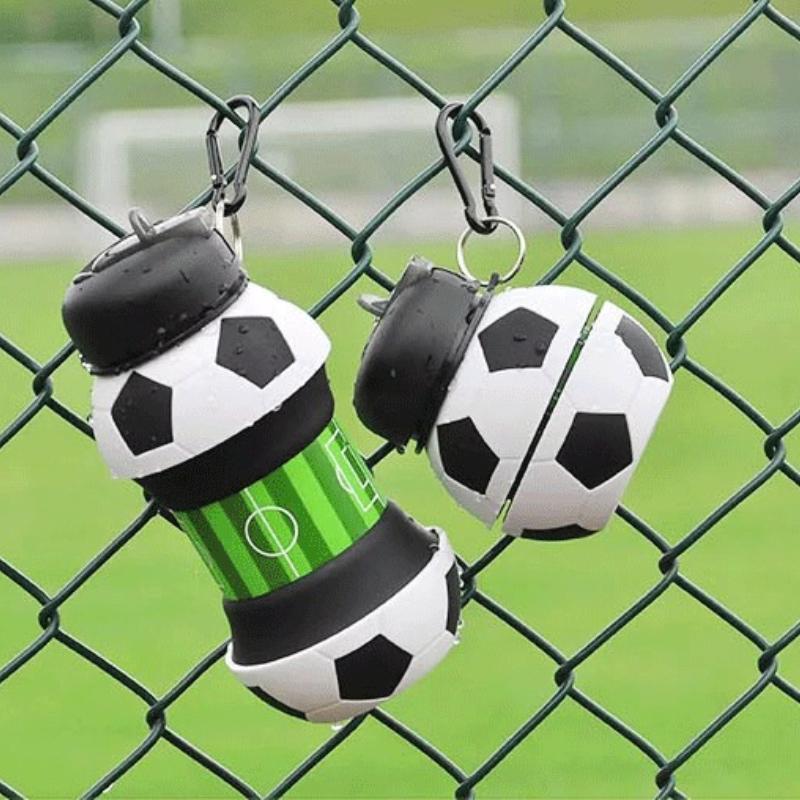 Opvouwbare siliconen waterfles met voetbal-/basketbalmotief, waterfles voor kinderen/studenten die buitensporten beoefenen.. Ondersteunt massamaatwerk