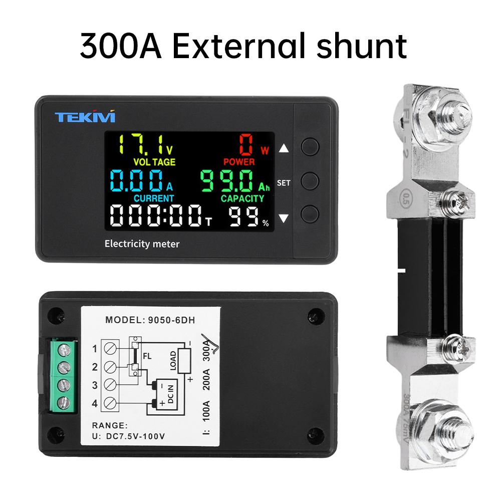 9050-6DH Multimeter Multifunction Digital DC Voltage Ammeter Power Meter Bidirectional Detection DC 7.5V-100V 20A 100A 200A 300A