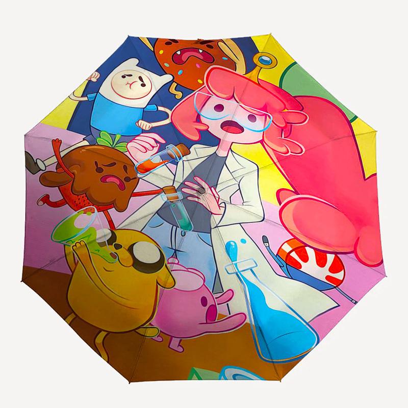 1pc Adventure Time Outdoor Umbrella - Automatic Opening/Closing, Portable 3-Fold Design with Iron Frame - Perfect Gift for Fans, Travelers, Daily Use.
