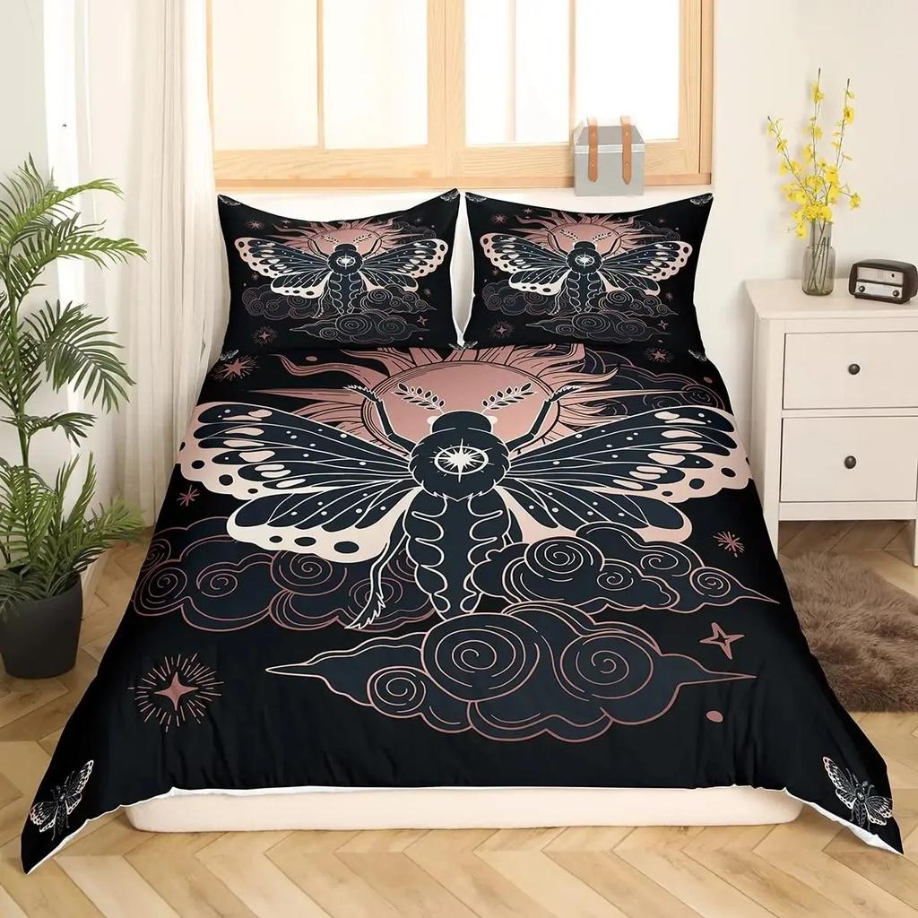 3D Symbols Viking Runes Duvet Cover Set Bedding Sets Full Size,Nordic Quilt Cover Washed Microfiber Bedspread Cover