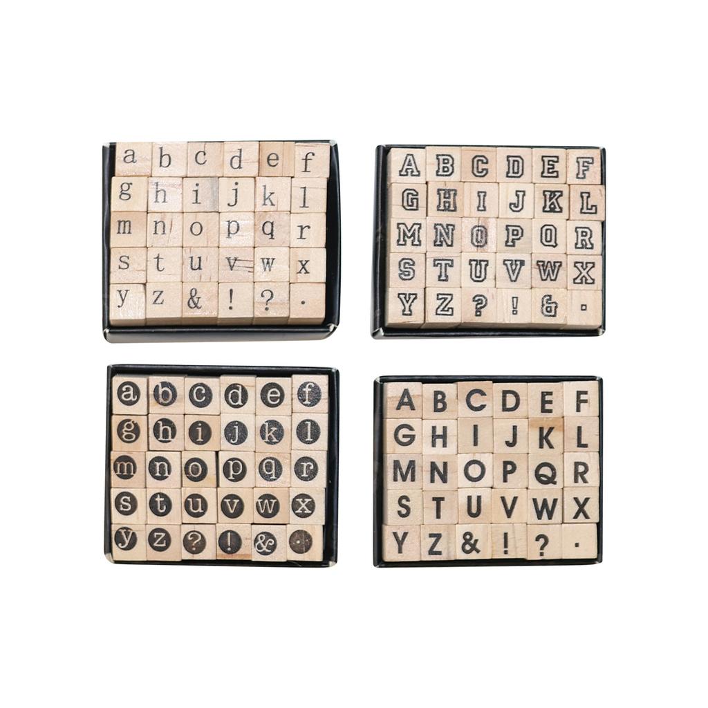 30 Pcs English Alphabet Wood Stamps Set, Uppercase & Lowercase Letter Seals, DIY Journaling Tools