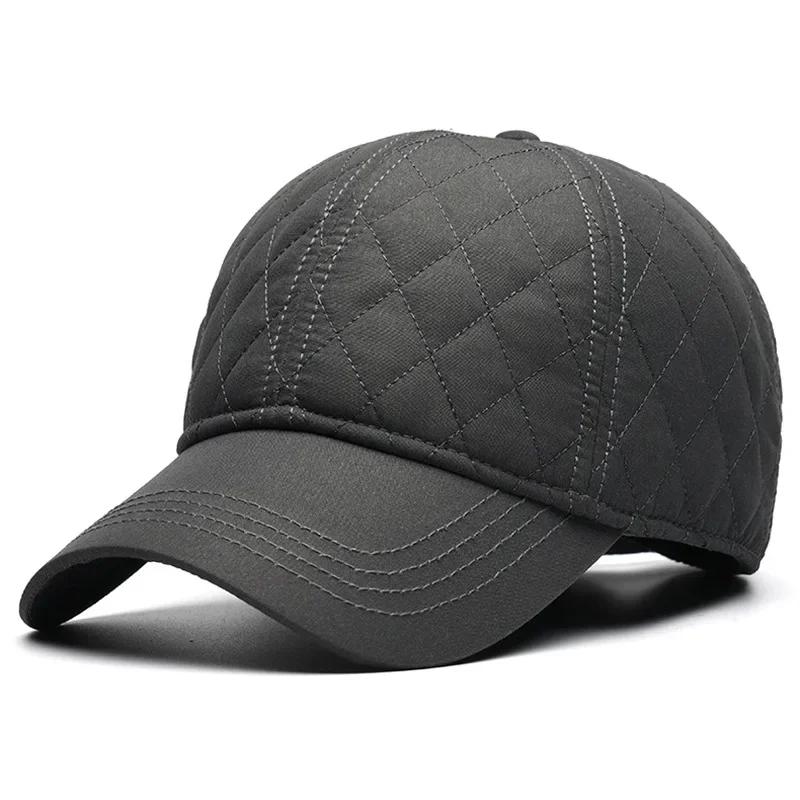 

Winter Fleece Lined Baseball Cap for Large Head, Windproof Thermal Hat with Ear Covers, Cold Weather Unisex 60-65cm темно-сірий