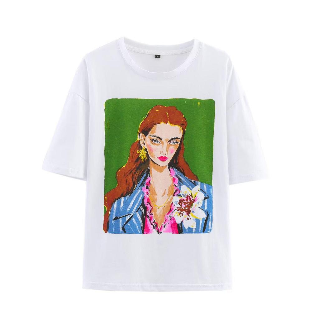 Women's 2022 Summer Fashion Printed Round Neck Short-Sleeve T-Shirt