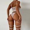 Porn Women Sexy Lingerie Lace Underwear Halter Bodysuit Garter Intimate Erotic Babydolls Sex Costumes Bra Set