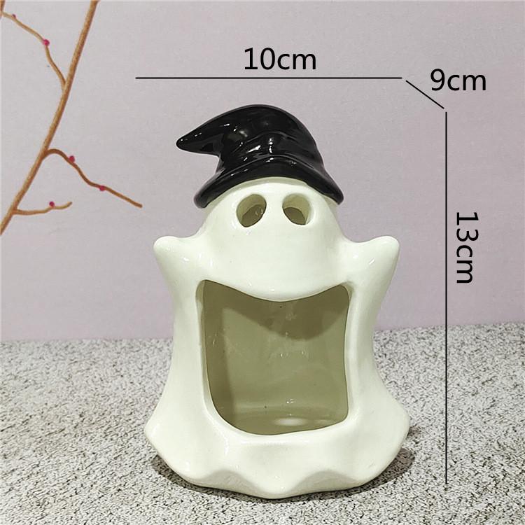 Creative Cute Ceramic Flower Pot Vase Halloween Ghost Candle Holder Handicraft Ornaments Home Decoration Plant Accessories