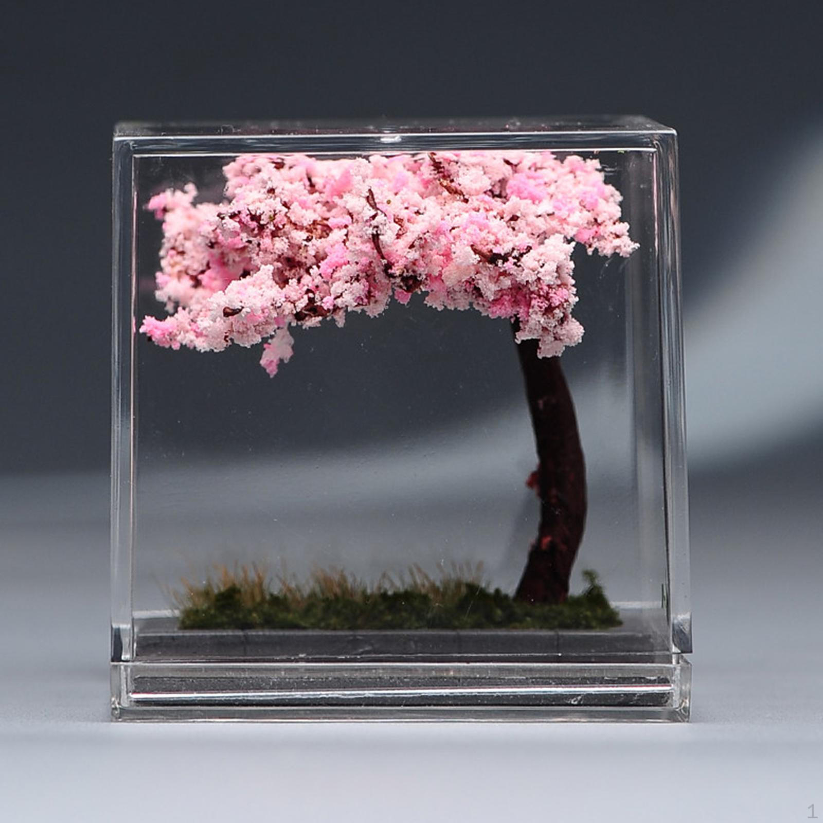 

1/64 Miniature Figure Display Case Scene Model Decorative Dustproof Mini Figurine Storage Cherry Blossoms