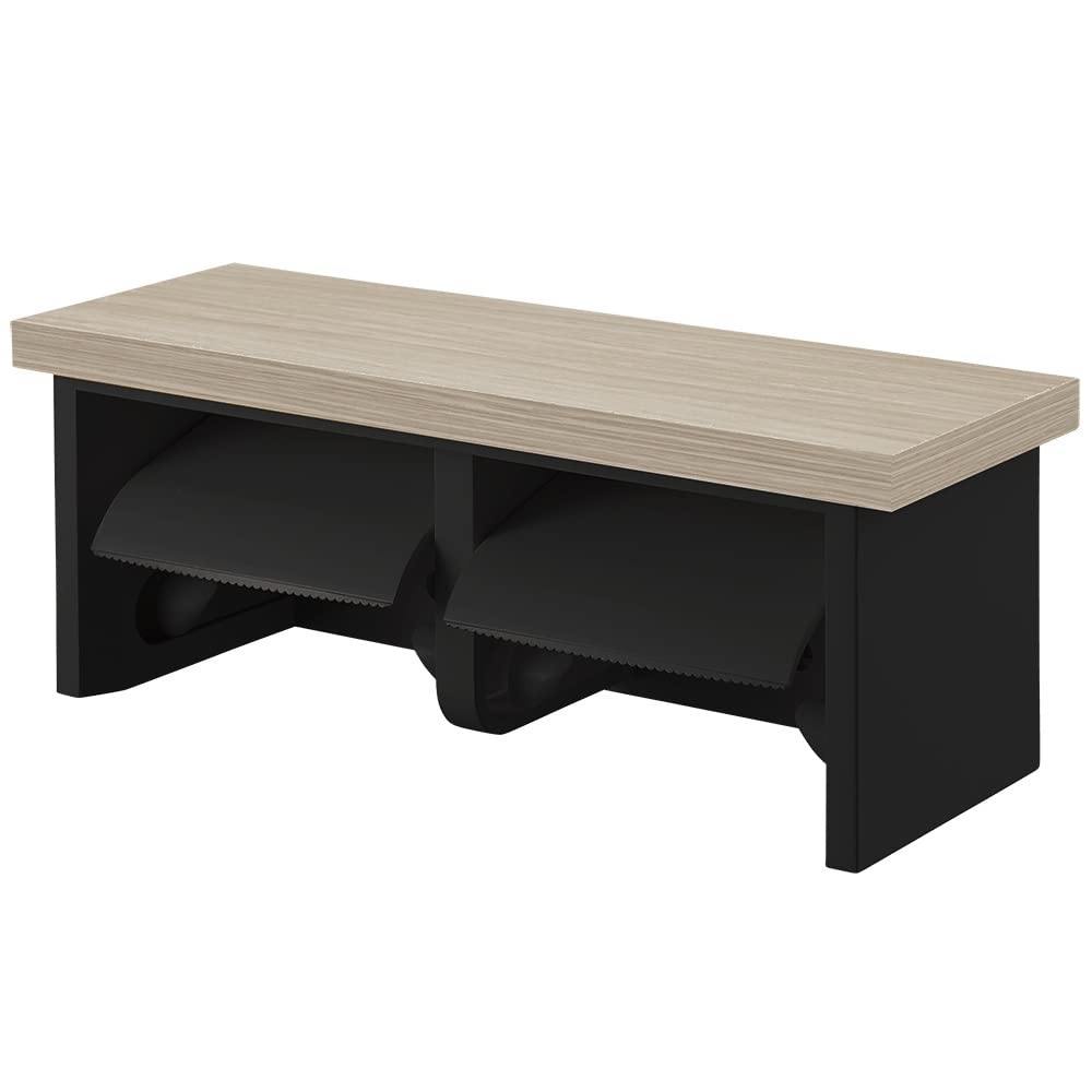 

SANEI Двойной держатель для бумаги с полкой, Черный, Полка с текстурой дерева, Хранение мелких предметов, Грузоподъемность 5 кг, Винты в комплекте, W2810-320-THD