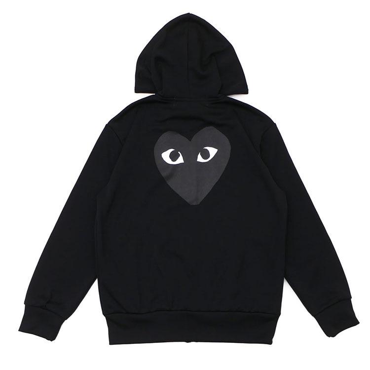 Unisex Hooded Sweatshirt with Small Black Heart Embroidery - Trendy Autumn/Winter Long Sleeve Plus Velvet.