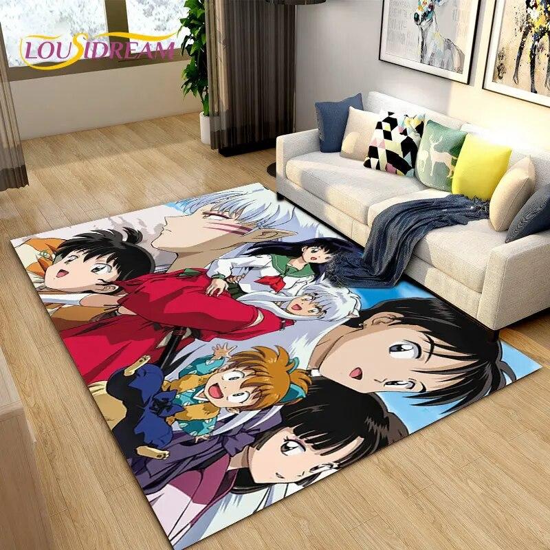 Inuyasha Japan Anime Cartoon Area Rug,Carpet Rug for Living Room Bedroom Sofa Doormat Decoration,Kids Play Non-slip Floor Mat