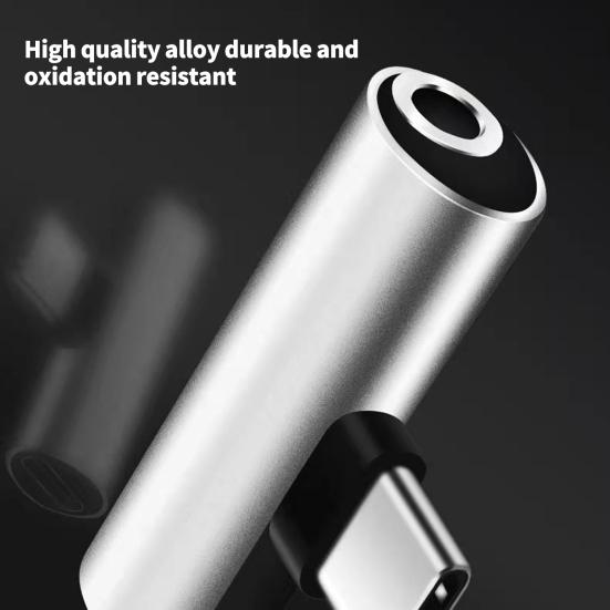 2 w 1 Szybkie ładowanie Stabilna transmisja Plug Play Adapter audio Konwerter USB-C na gniazdo słuchawkowe 3,5 mm Akcesoria audio