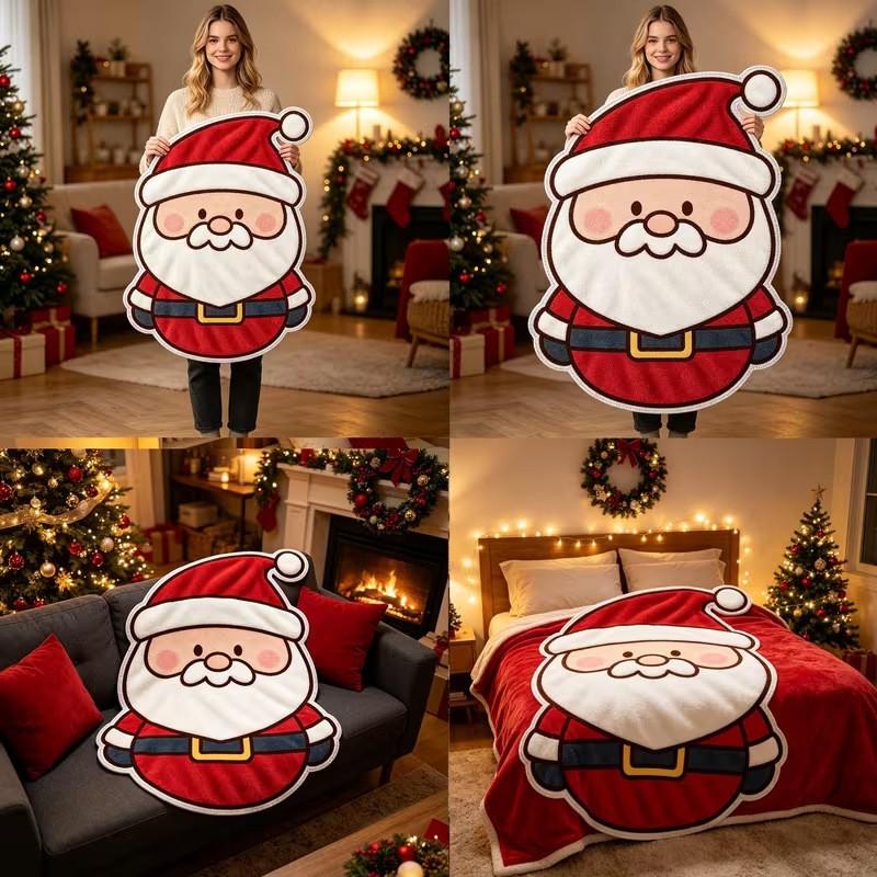 Christmas Santa Flannel Blanket Soft Cozy Throw Home Winter