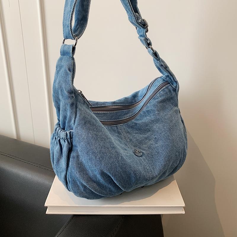 Doppellagige kleine quadratische Tasche Denim-Tasche Damen Leichte Schulter-Umhängetasche