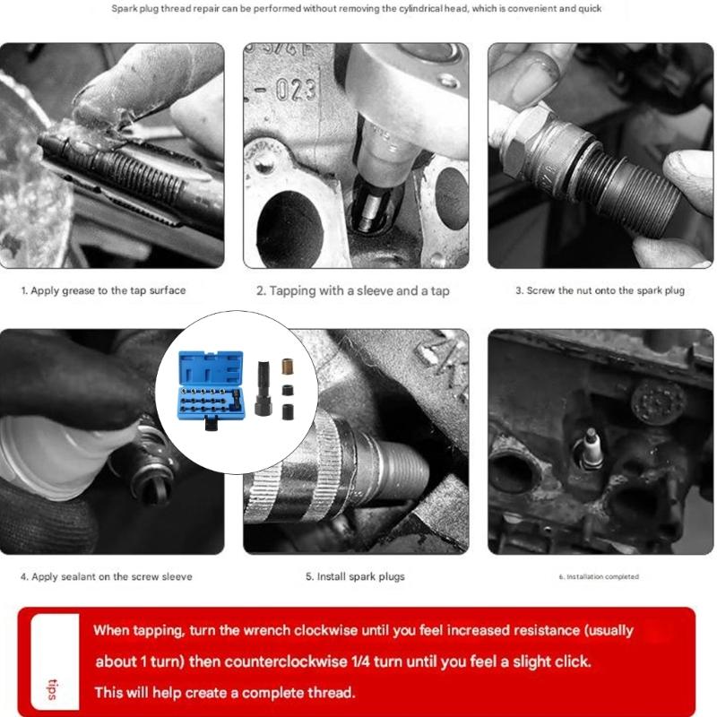 Automotive Spark Plugs Thread Restorer Thread Restorer Tap with Storage Case Spark Plugs Tap Thread Repair Tool