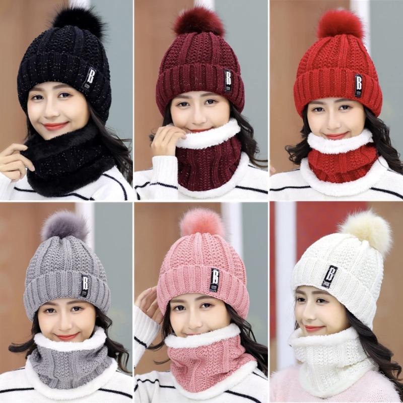 New autumn and winter velvet thickened ear protector wool hat women's cycling cold winter outdoor knitted cotton hat