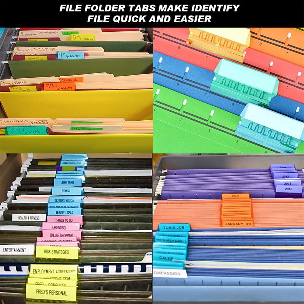 File Folder Tabs Hanging File Folder Labels 60 Sets Plastic File Tabs with erts for Hanging Files