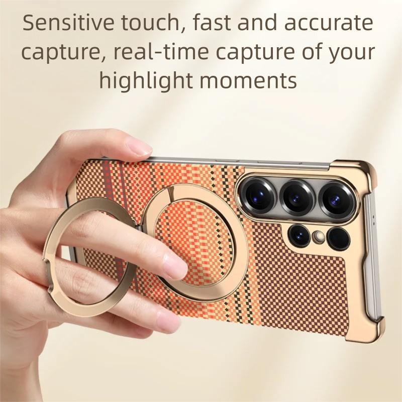 Luxe Metalen Bumper Case voor Samsung Galaxy S26 Ultra/S25 Ultra/S24 Ultra Magnetische Cover met 360° Ring Standhouder Randloos