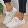 Mode Mode Damen Vulkanisierte Schuhe 2024 Neu in Lässig Klassisch Einfarbig Flache Tennisschuhe Frau Lässig Schnürschuhe Weiße Sneaker