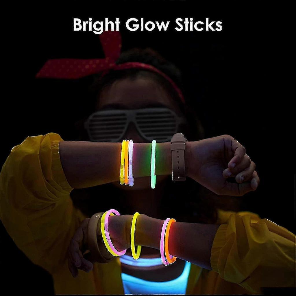 100 Glow Stick Party Supplies Set, including glow sticks and connectors, fun party kit for the dark.