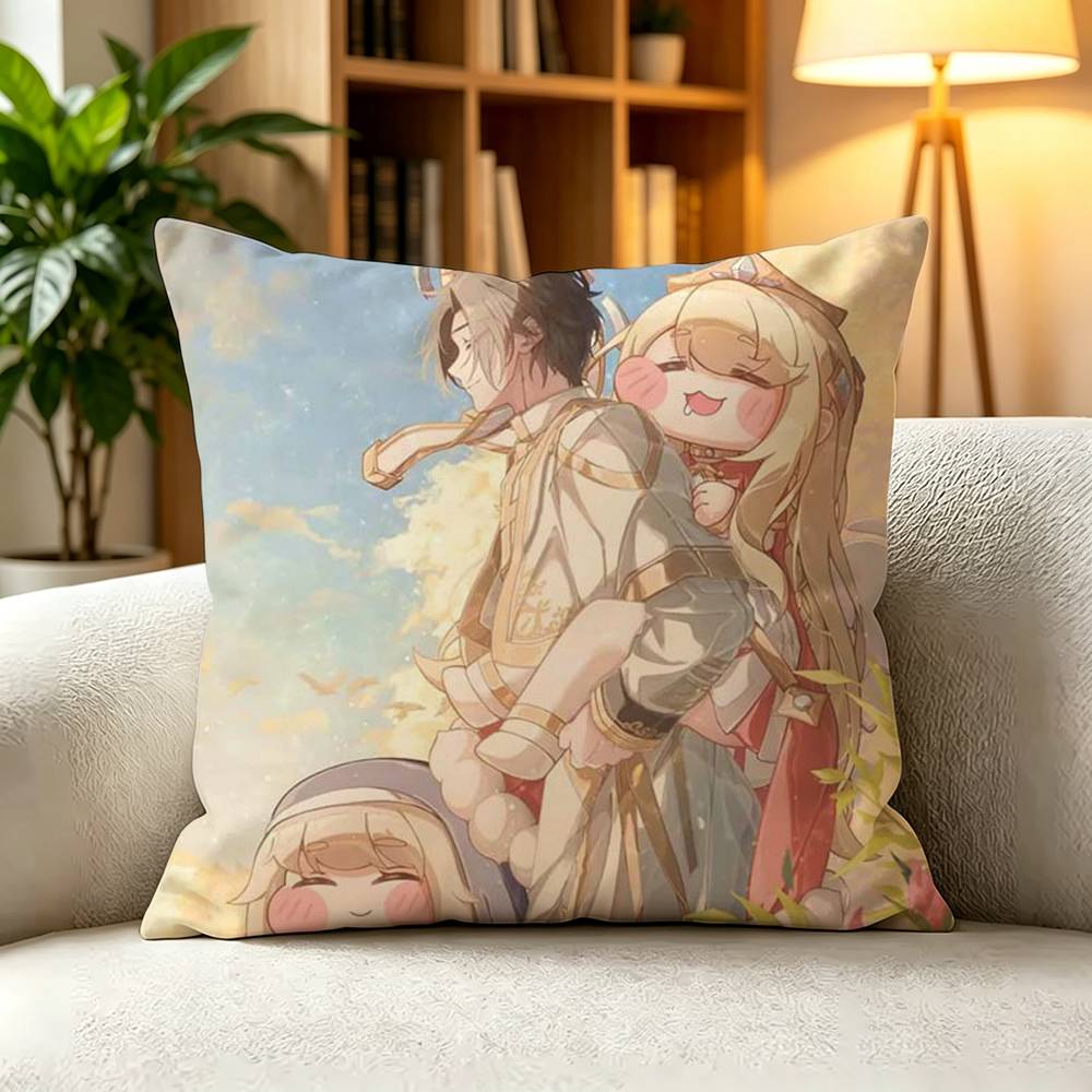 TTrickcal Chibi Go Square DoubleSided Printed Pillow Case Bedroom Bedside Pillow Sofa Cushion Cover