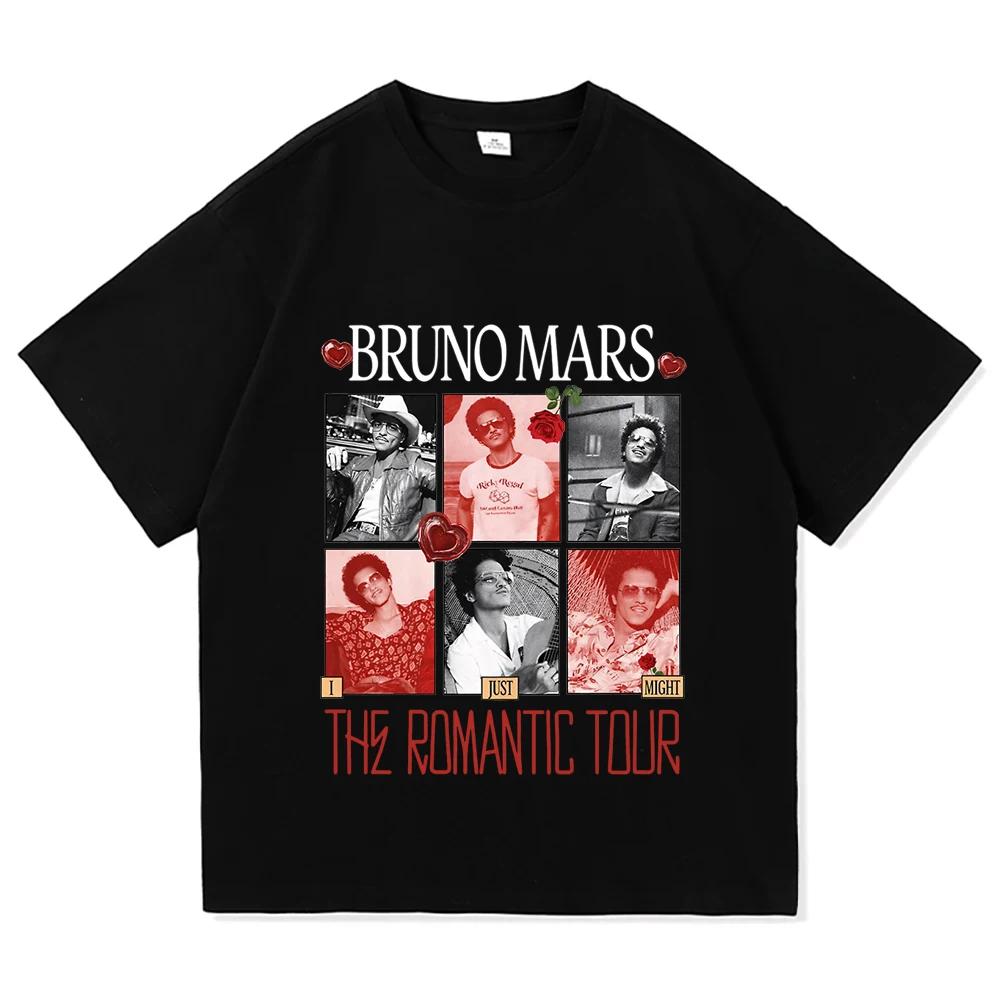 

Bruno Mars The Romantic Tour 2026 T-shirt Summer Short Sleeve O-neck Mens Tshirts Streetwear Fashion Singer Graphic Print Shirt S чёрный