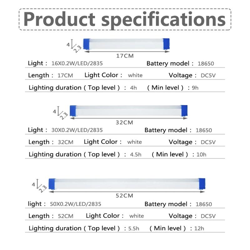 LED wiederaufladbare Lampe Tube USB 5V Notlicht Camping magnetische tragbare Beleuchtung Nachtmarkt Outdoor Fahrzeug Hard Strip
