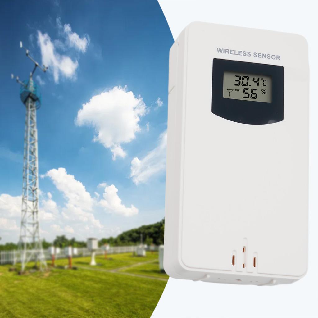 FanJu Weather Station Wireless Sensor  1Wireless Thermo Sensor  433 92MHz RF Frequency  White Plastic Material