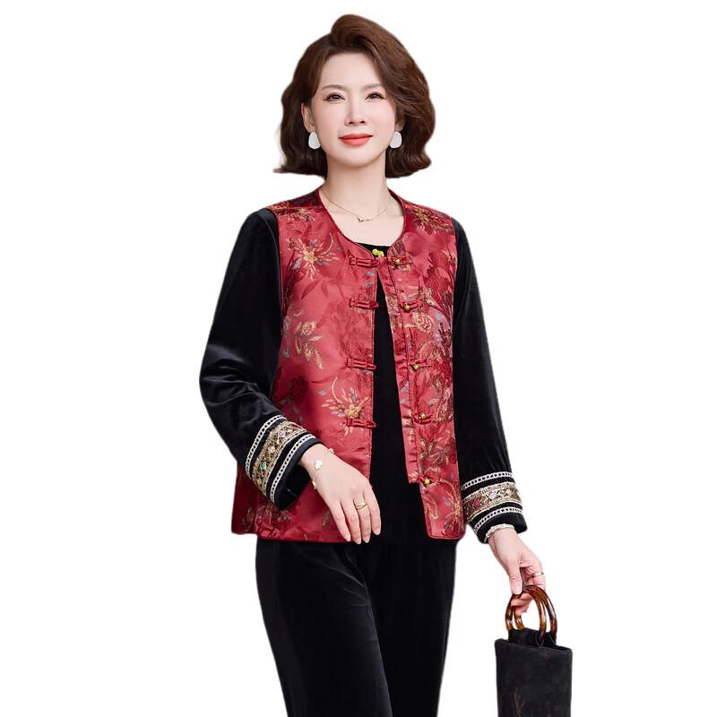 Women's Spring/Autumn New Chinese Style Velvet 3-Piece Set